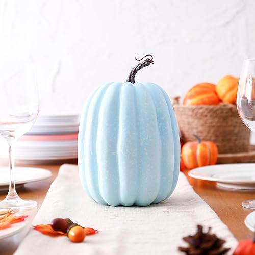 Miniatura 5 de Calabazas falsas grandes para decorar calabazas de espuma decorativas grandes para decoración de otoño, calabazas artificiales de plástico perfectas
