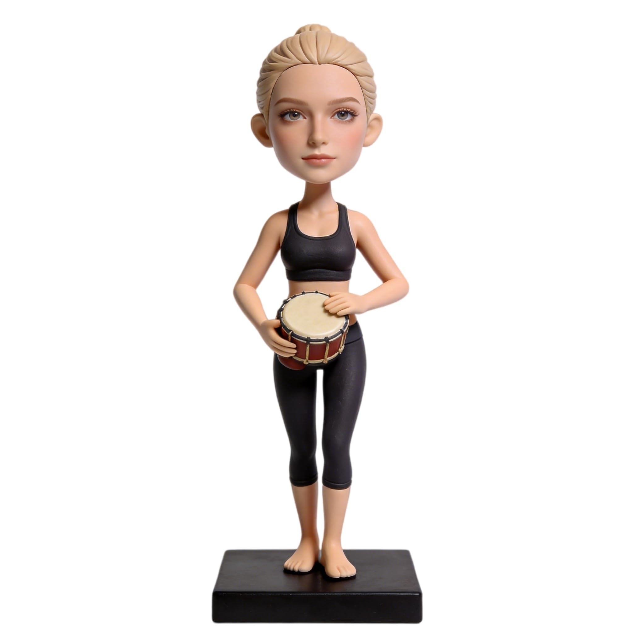 Figura 3D personalizada de tambor Bobblehead de foto, figura hecha a mano de arcilla polimérica de cuerpo completo con mini tambor, regalo personalizado para decoración de escritorio de