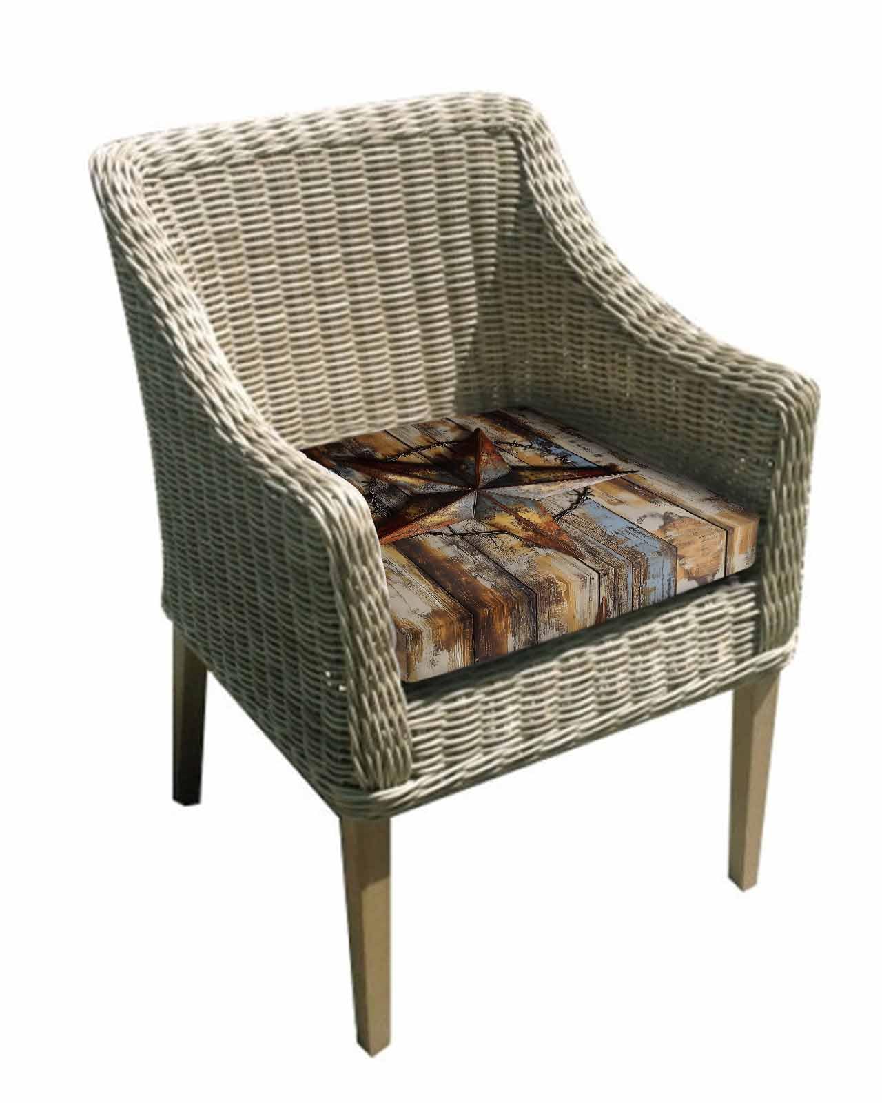 Hokiten Texas Star Retro Outdoor Cushion Chair Cover Set of 4 - Waterproof Couch Seat Covers, Country Farmhouse Brown Wooden Grain Patio Furniture Protector Cushions Slipcovers for Sofa/RV, 20