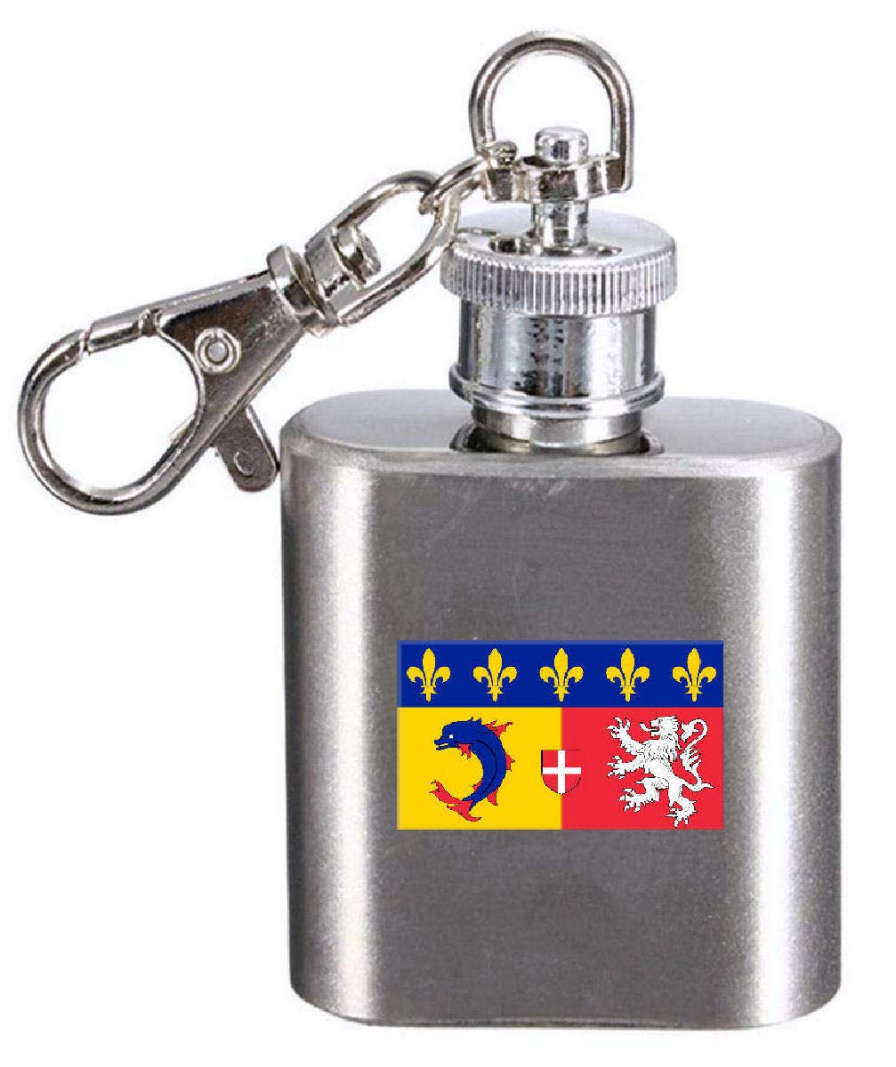 Flasque porte-clés gravé Rhône-Alpes pour transporter votre liqueur avec élégance