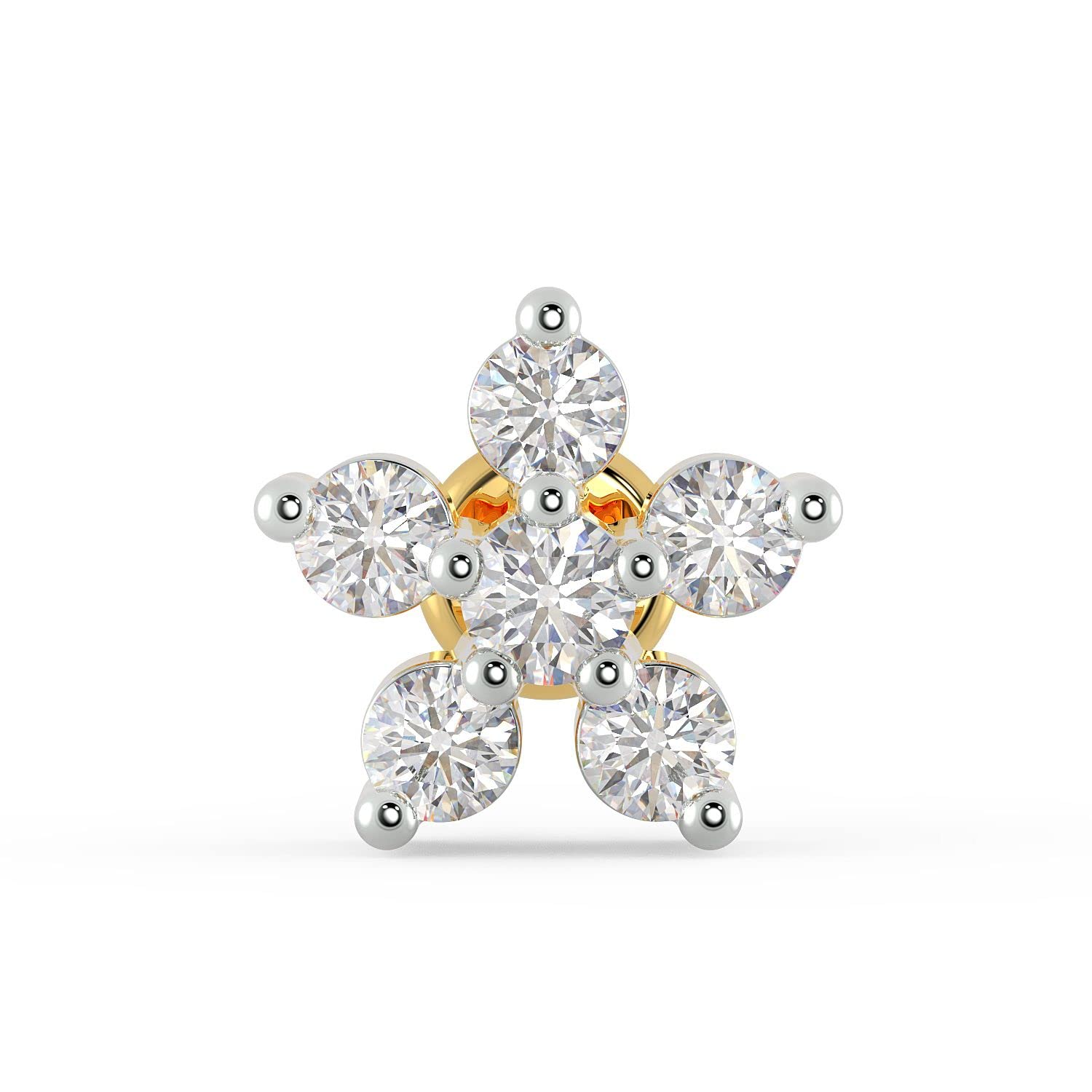 IGI Certified 0.09 Carats Diamonds with VVS Clarity & EF Colour Adorned on 18kt (750) Yellow Gold Nosepin For Women