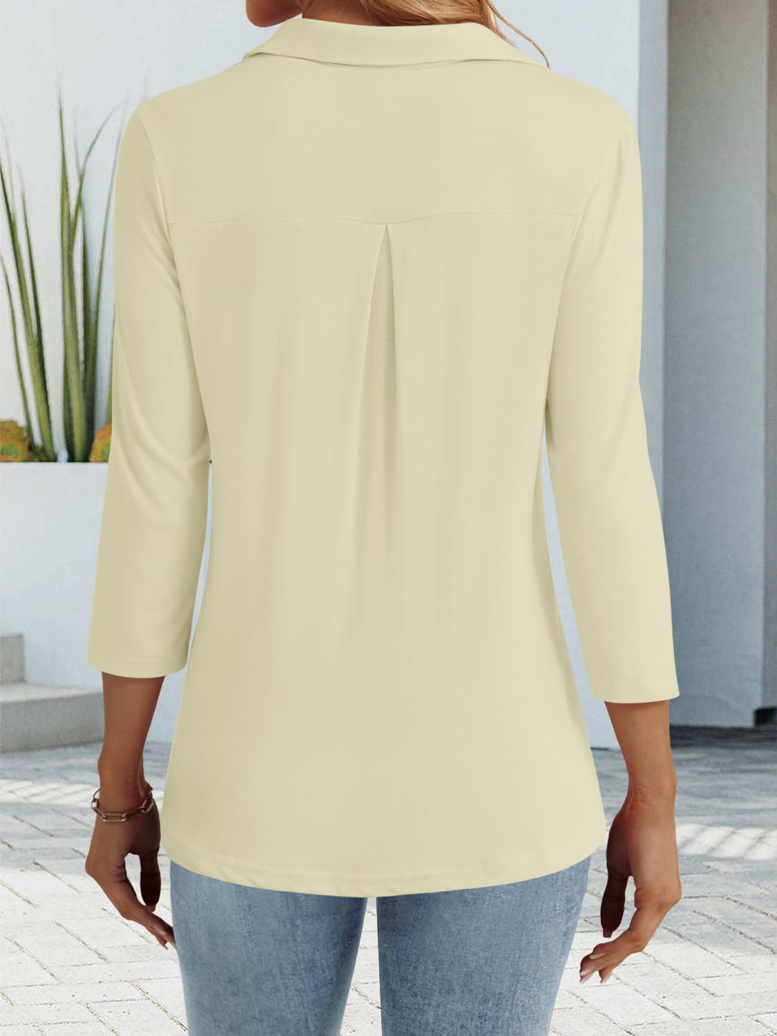 3/4 Length Sleeve Womens Tops Dressy Casual V Neck Polo Shirts Business Work Blouses 2025 Trendy Tunic Top - Image 6