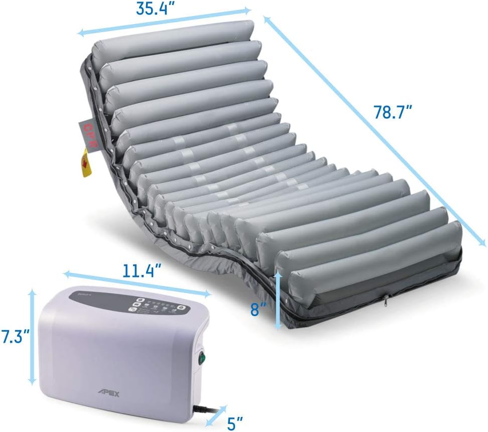 Dimensions of the Domus 4 mattress and pump