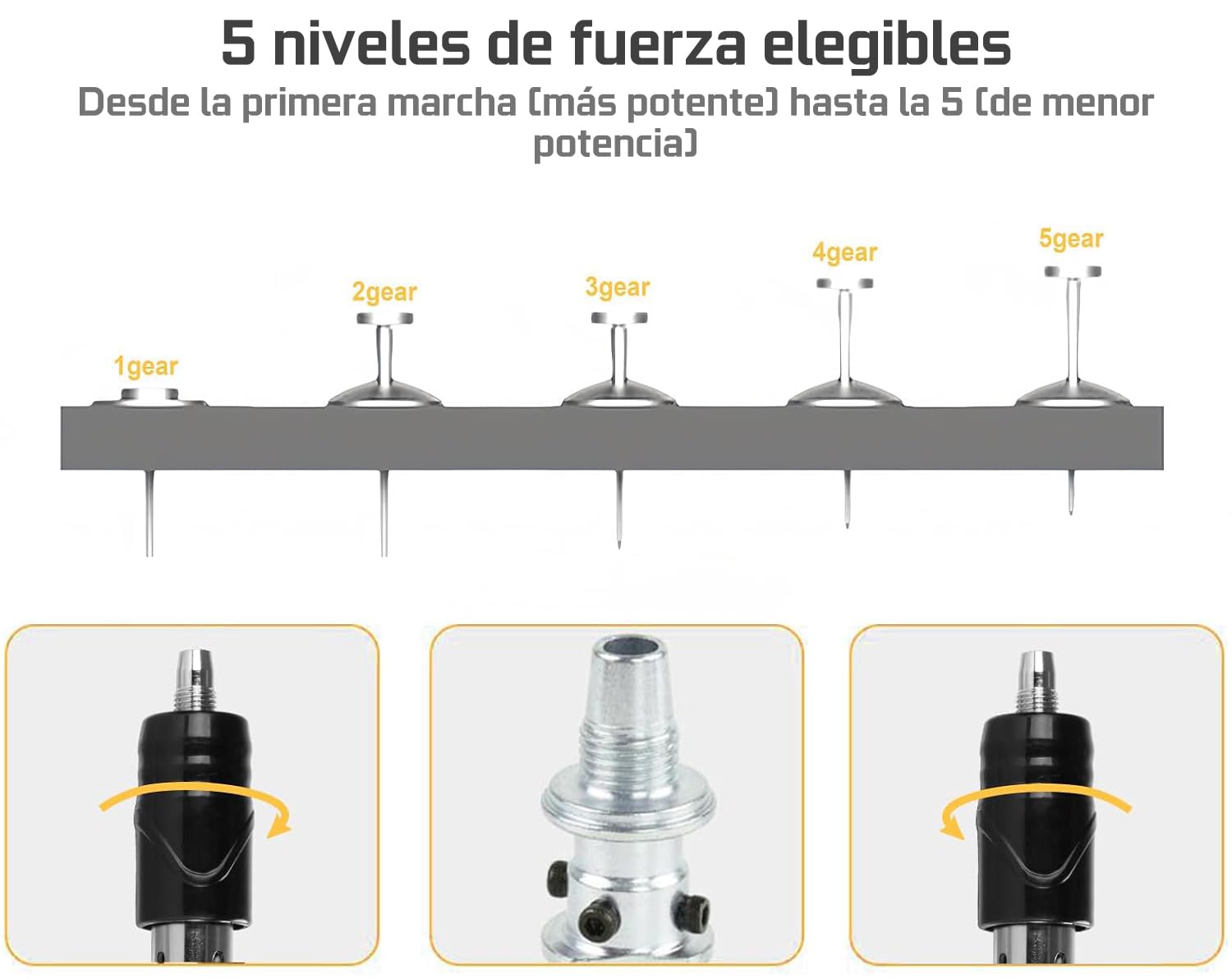 Pistola de Clavos Manual ultra potente 5 potencias Ajustables para Techos, Paredes y Metal