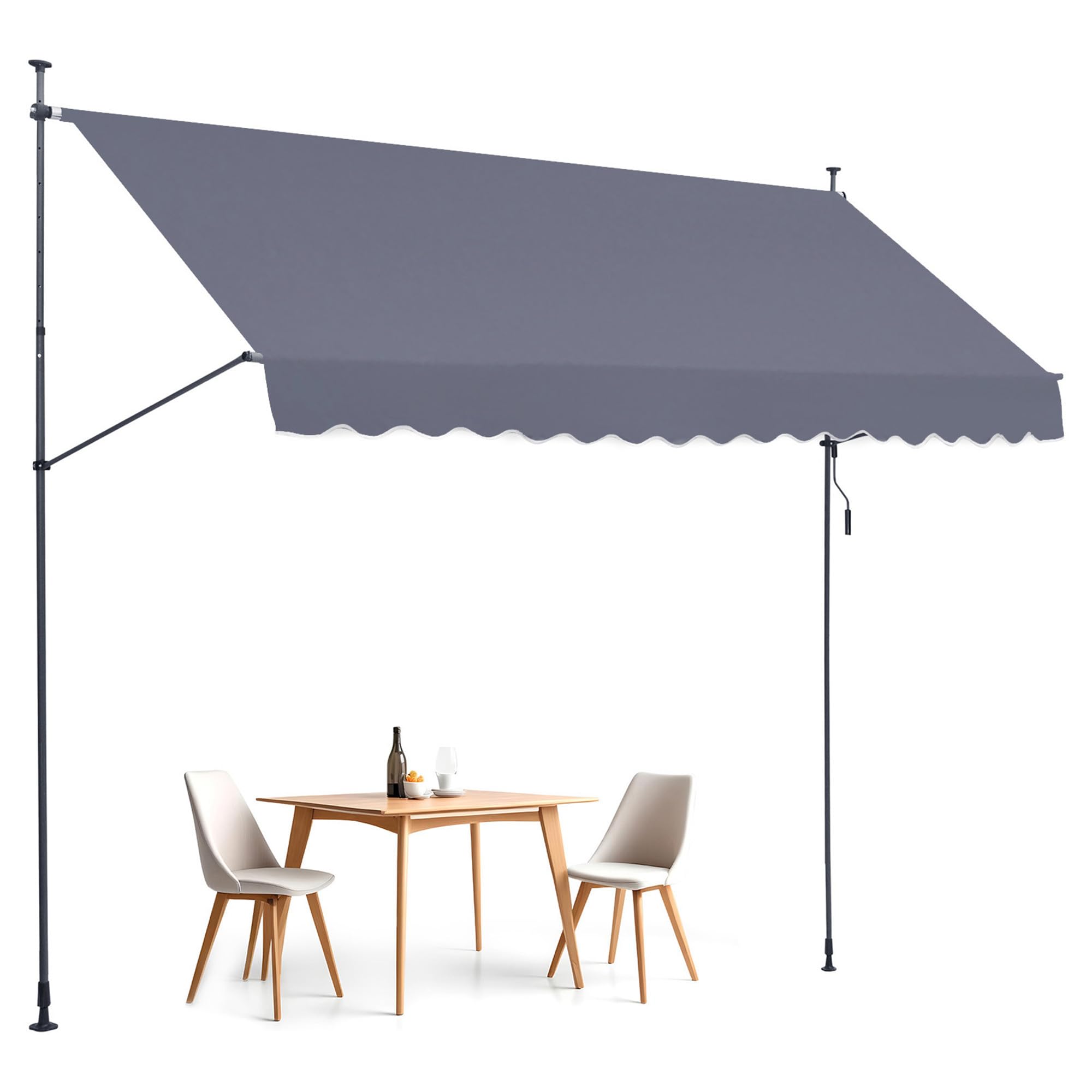 VEVOR Toldo Retráctil para Patio de 4 x 1,​2 m Toldo Parasol con Manivela Manual Toldo para Patio al Aire Libre Altura Ajustable de 218 a 310 cm para Patio, Terraza, Jardín, Balcón, Gris Oscuro
