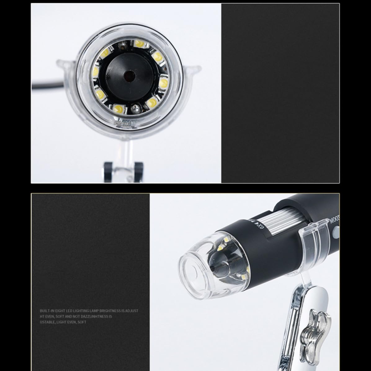 HEALLILY Microscopio USB Digital con LED Ajustables y Soporte Adhesivo Lupa Electrónica Compatible con Win XP Vista Inspección Precisa