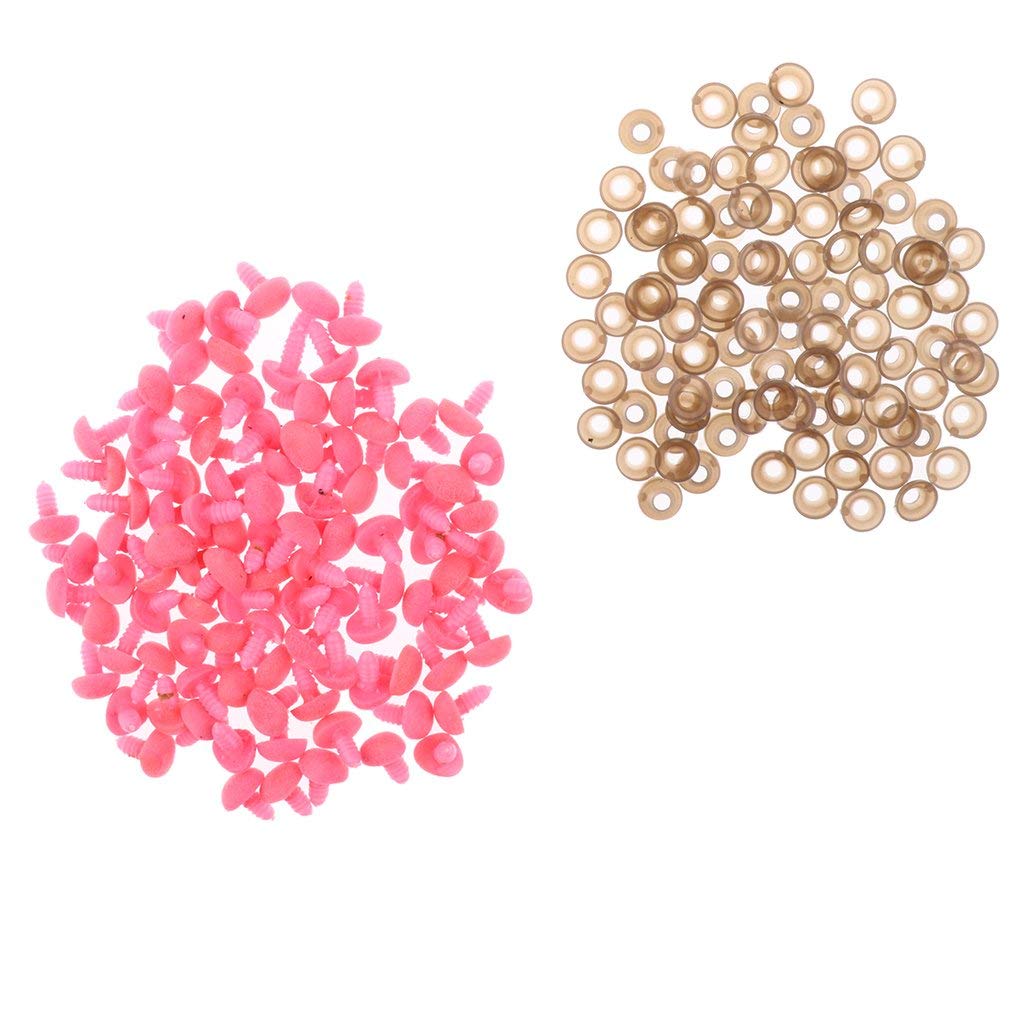 CONGGE CUTICATE 100pcs 13 * 15mm Triangle Velvet Safety Noses Buttons Eyes For DIY Bear - Pink, as described (Pink,as described)