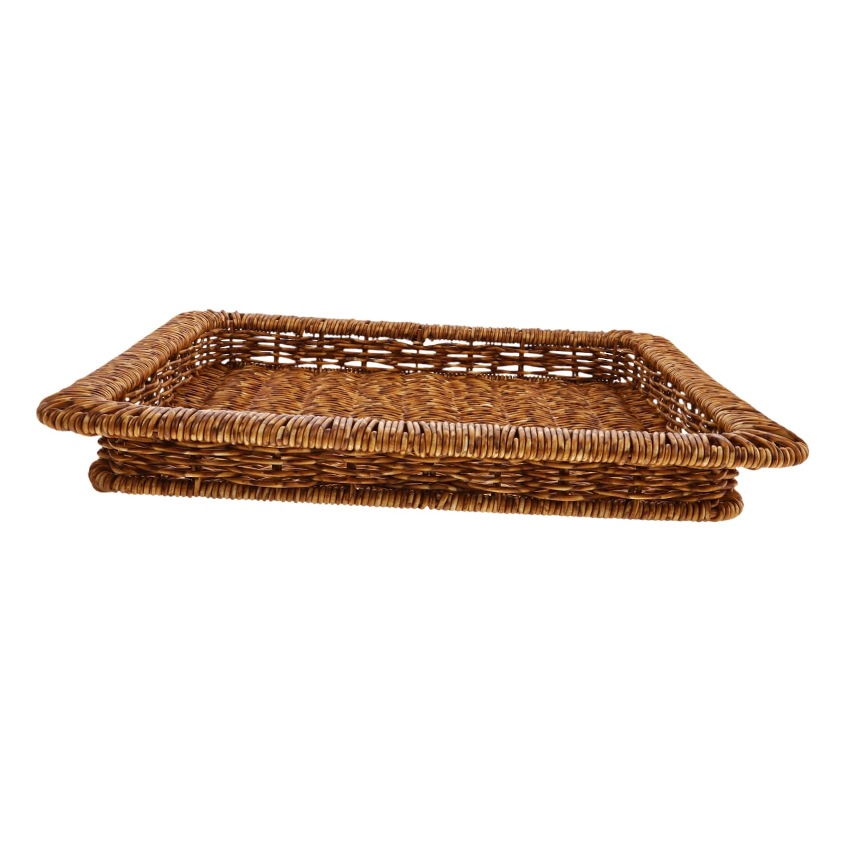 HOOTNEE Storage Basket Lid Rattan Fruit Basket Large Tray Countertop Basket Rattan Fruit Bowl Wicker Fruit Basket Woven Storage Bin Wicker Bread Basket Food Serving Tray Plastic Coffee