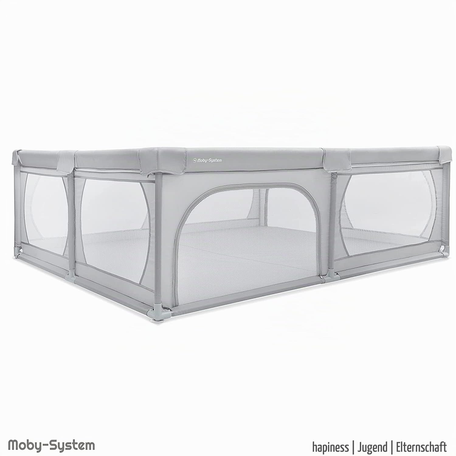 Moby-System Laufstall Baby Faltbar & Laufgitter, Aktivitätszentrum mit Rutschfester Basis - Wasserdichtes 210D PVC, Transporttasche, 200x140cm - Spielbereich für Kinder