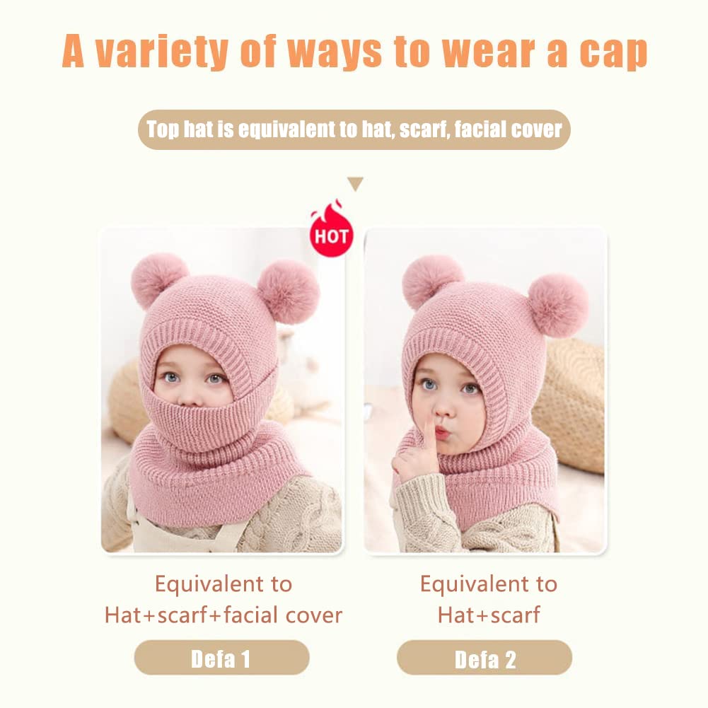 Rayson Bambini Cappello Invernali Calda Carina Berretto Invernale in Pile per Bambini con Cappuccio a Maglia Sciarpa con Cappuccio Copricapo Balaclava Cappello da Sci