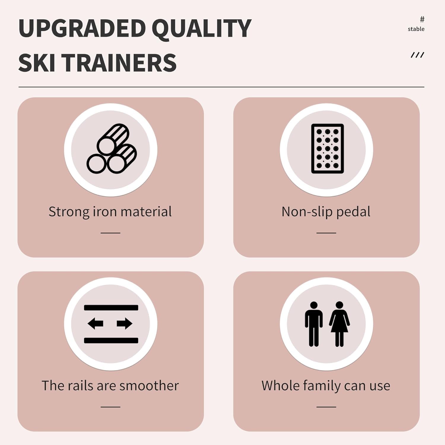 Skimaschine, Simulierter Skitrainer, Höhenverstellbare Skimaschine Trainingsgerät für Beine und Beckenbodenmuskulatur, Spaßiges Cardio-Fitnessgerät