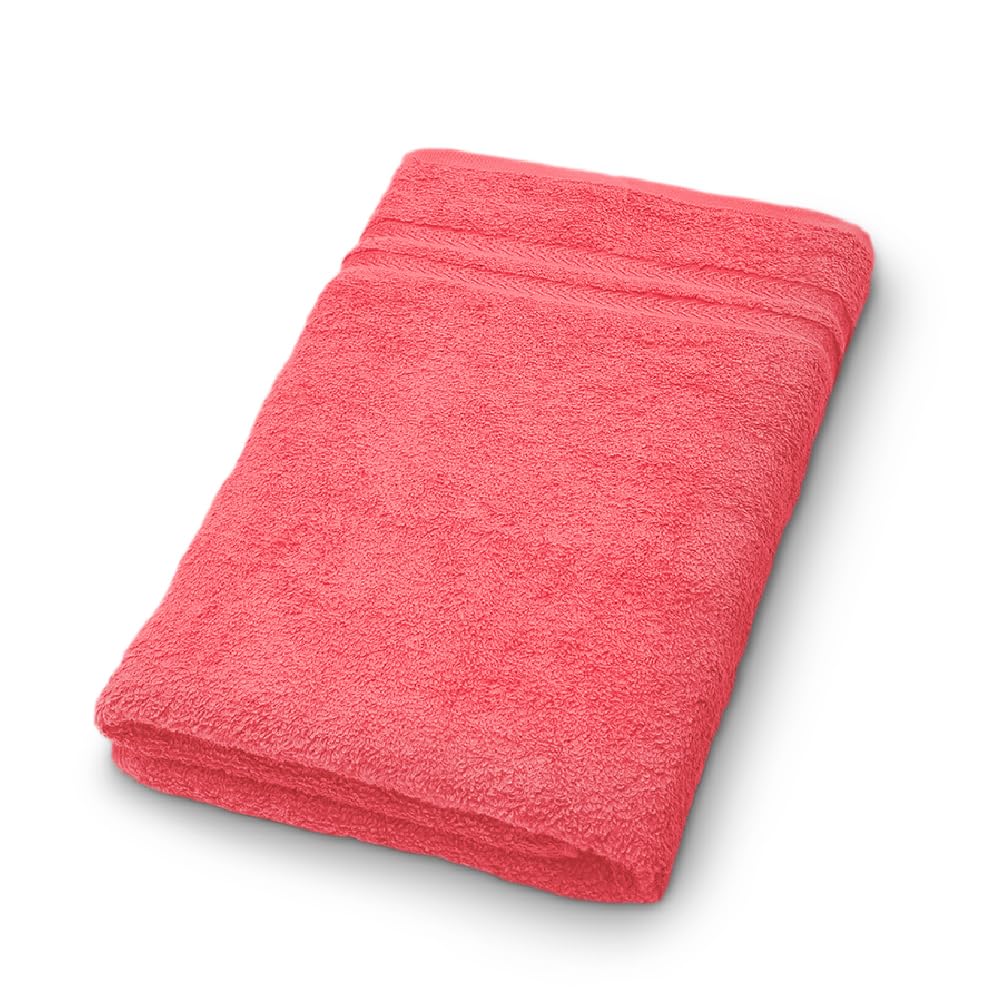 Welspun Arlo 100% Cotton Bath Towel | Towels for Bath Large Size | Soft & Highly Absorbent Cotton Bath Towel | Quick Dry Bathing Towel for Men & Women | 70 x 137 cm | Coral Lite