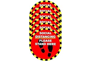 5 Pack Social Distancing Floor Decal Stickers, 11" Round Floor Markers for...