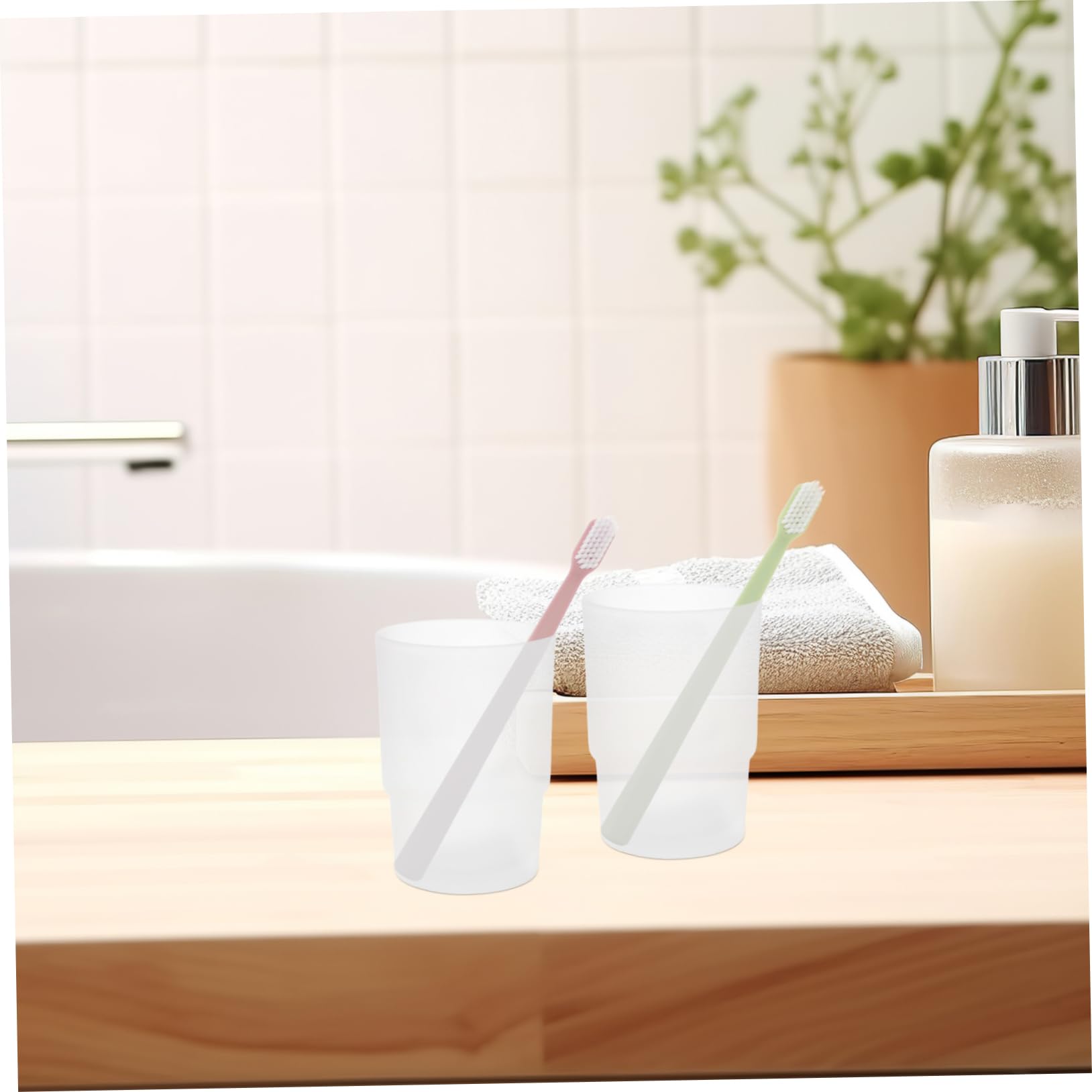 Happyyami Portaspazzolino in vetro da bagno per spazzolino da denti da bagno, 2 pezzi, porta spazzolino da denti per il bagno e l'uso in viaggio