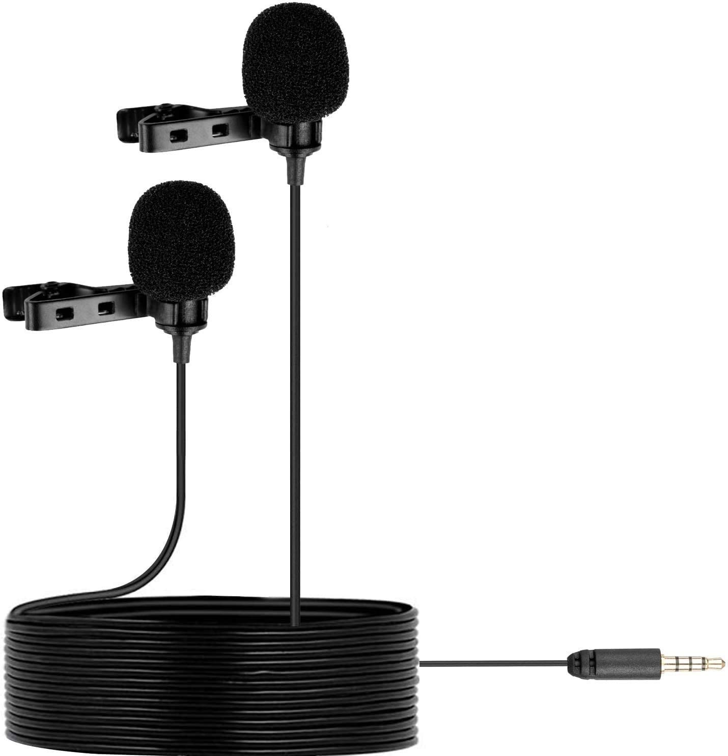 DEVICE OF URBAN INFOTECH 5 Feet Dual-Head Lavalier Microphone, Lapel Clip-on Omnidirectional Collar Mic for All Smartphones & PC, Recording YouTube, Interview, Video Conference, Podcast- 5 Feet