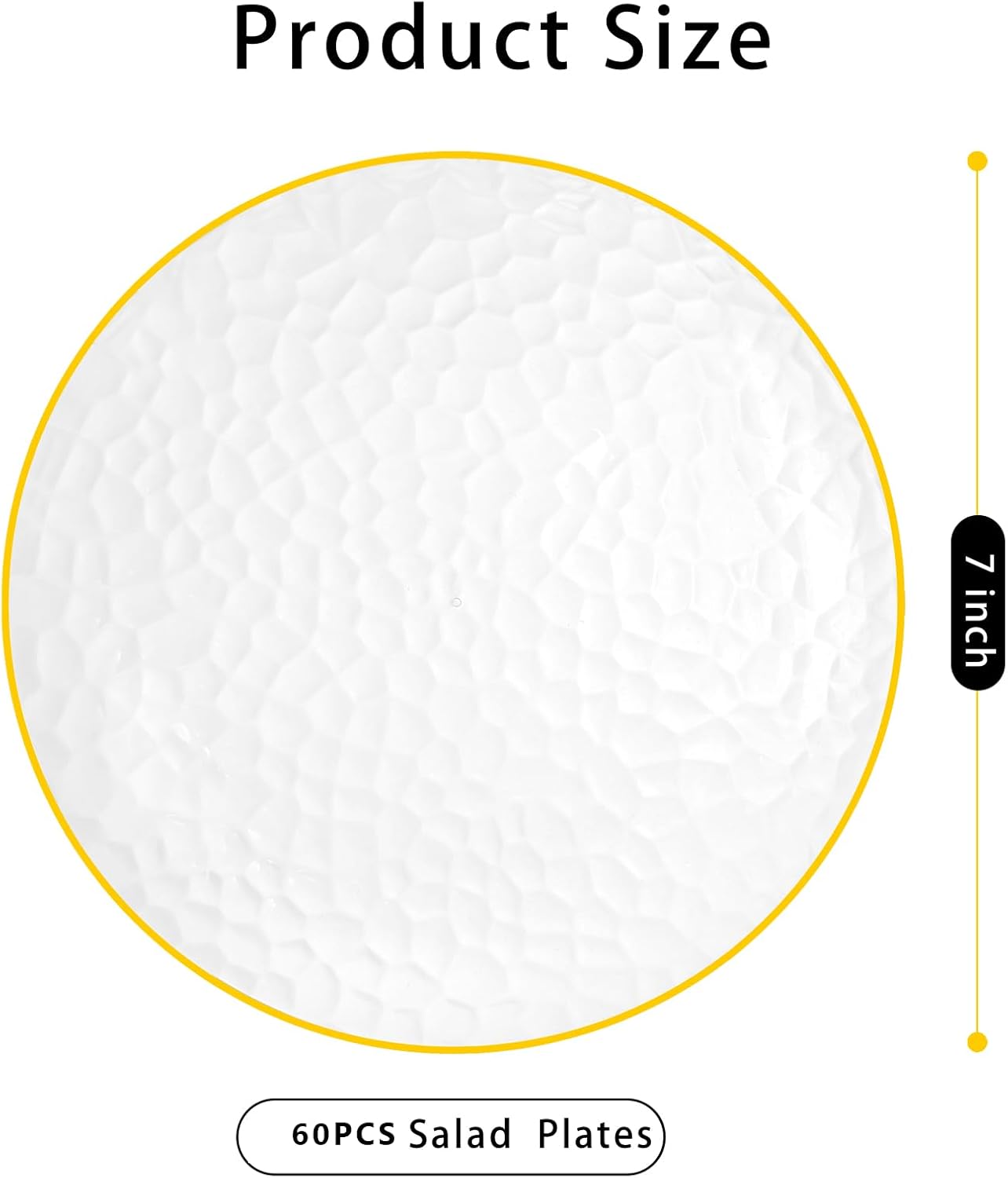 Rubtlamp 60 Pcs Clear Plastic Dessert Plates, Hammered Party Plates, Disposable Heavy Duty Salad/Dessert Platos,Clear Party Platos, Gold Plastic Appetizer Platos Disposable For All Occasions - Image 2