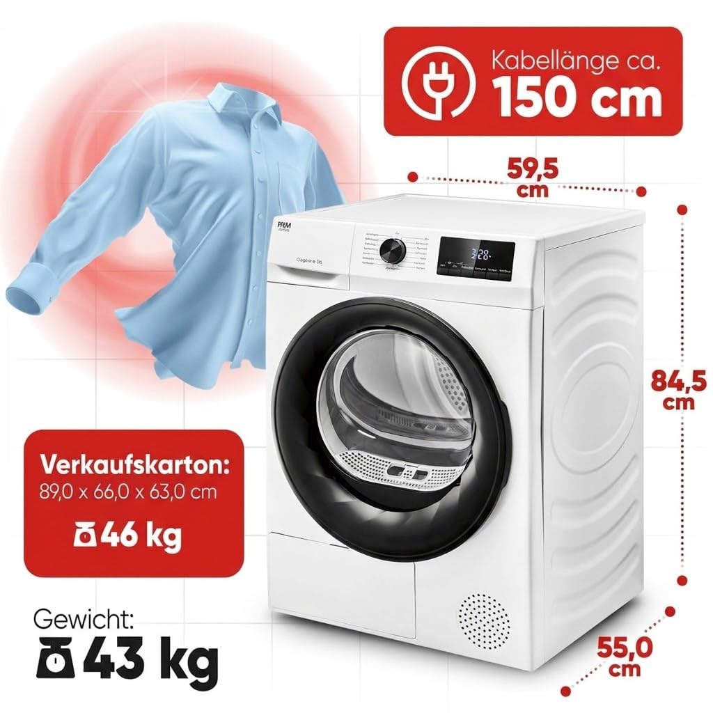 PKM Wärmepumpentrockner WPTO8-13DE - 8 KG - 13 Programme