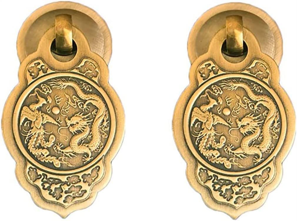 Jfgctyhxy One Color Drawer Handles, 2Pcs Chinese Style Vintage Furniture Drawer Brass Pulls Handle Jewelry Box Wardrobe Door Small