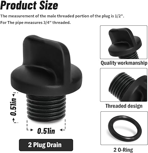 Miniatura 5 de R0446000 Tapón de drenaje de bomba de piscina con junta tórica de repuesto para bombas de filtro Zodiac Jandy, bomba de refuerzo Polaris y sistema