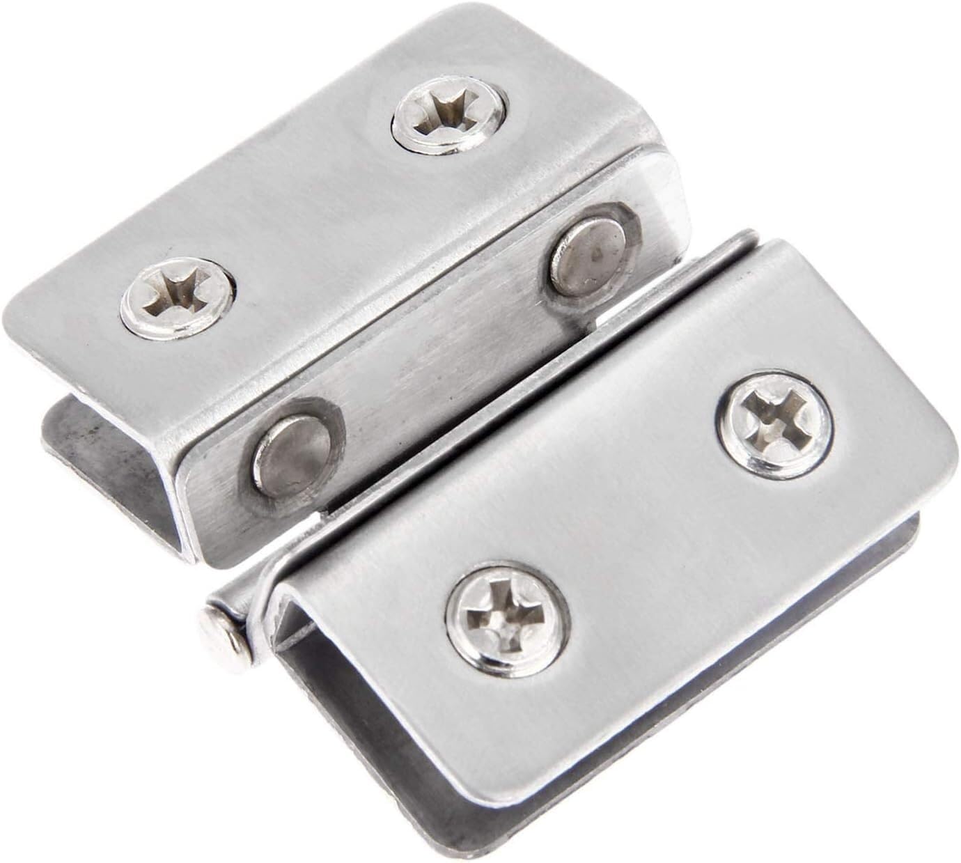 Glass Shower Door Hinge, 2Pcs Glass Adjustable Double Clamp Hinges for Cupboard Bathroom Furniture Hardware,