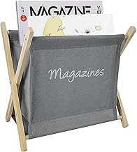 Portariviste in Legno, Portariviste da Terra 30 × 20 × 30 cm, Cestino Pieghevole, Portariviste Design Legna, Porta Libri Grigio, per Camera da Letto, Balcone, Giardino