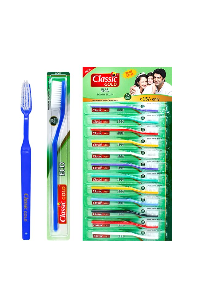 Classic Gold Eco Soft Manual Toothbrush For Adults Pack Of 48 With Premium Dupont Bristles With Diamond Shaped Head (B09H31N6V2) Amazon Price History, Amazon Price Tracker