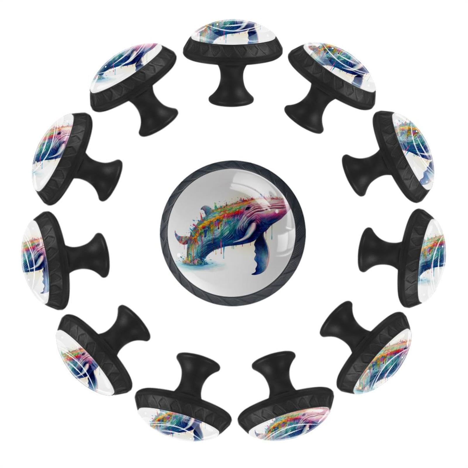 Boutons de tiroir Ocean Whale Art en verre multicolore pour votre commode de salon