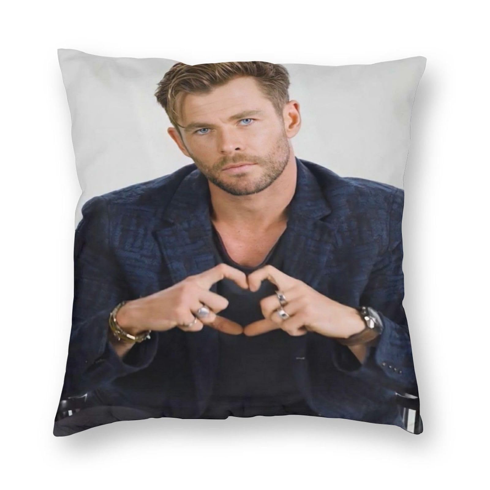 Chris Hemsworth Pillowcase Decorative Throw Pillow Covers Soft & Smooth Double-sided Printed Polyester Pillowcase for Couch, Sofa, Bed, Home decor, 18""x18"", White, yulongpillowcase-1
