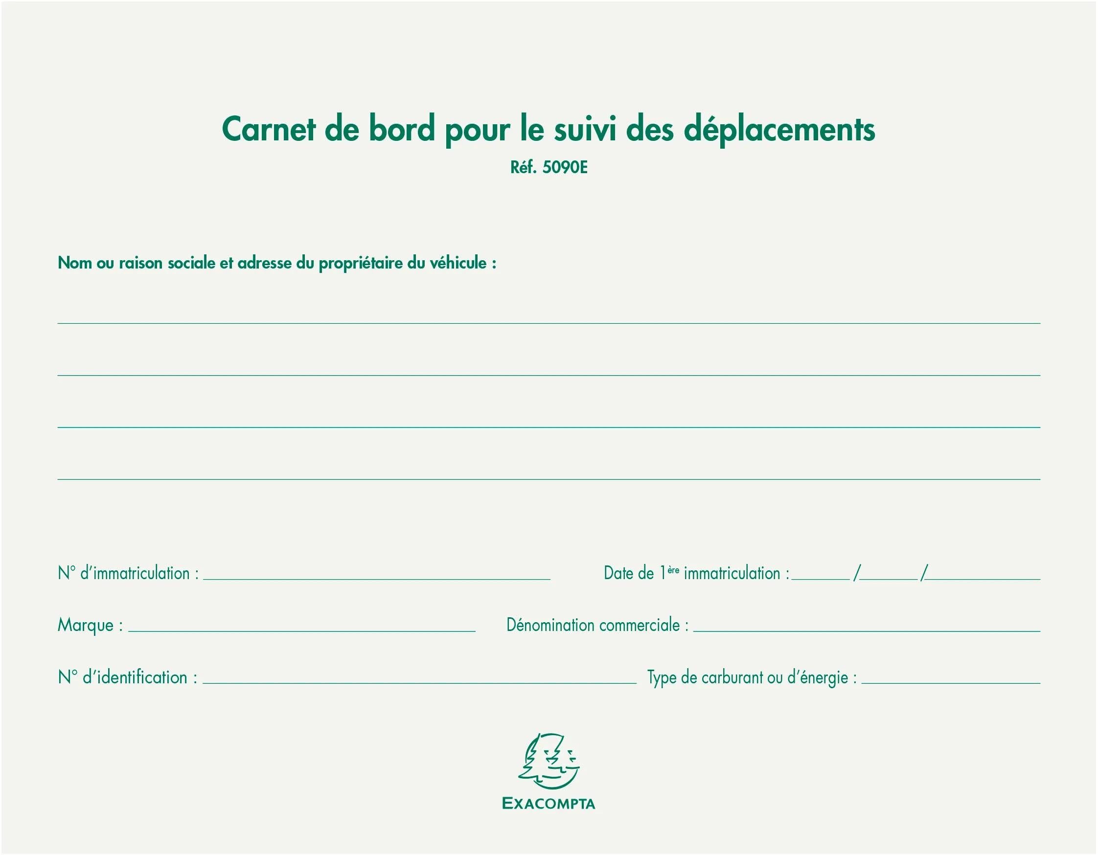 Exacompta - Réf. 5090E - Paquet de 5 carnets de bord pour le suivi des déplacements - 64 pages - permet de consigner l'identité du conducteur, la date, l'heure de départ et d'arrivée - 148 x 190 mm -