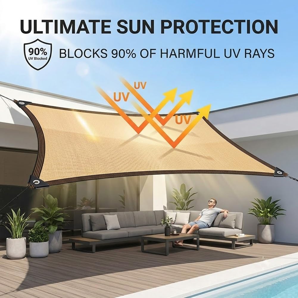 Red De Sombra Resistente Para Exterior 90% Malla De Sombreado Con Ojales | Tela De Sombreo Para Plantas E Invernadero Toldo De Sombra Protección Solar Lona Sombreo Transpirable(8x12.50m)
