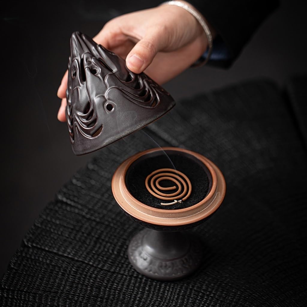 Incensario Cascada Quemador de incienso, quemador de cono de incienso de cerámica hecho a mano, incensario de porcelana adecuado for incienso de bobina/torre, for meditación de yoga de oficina en casa