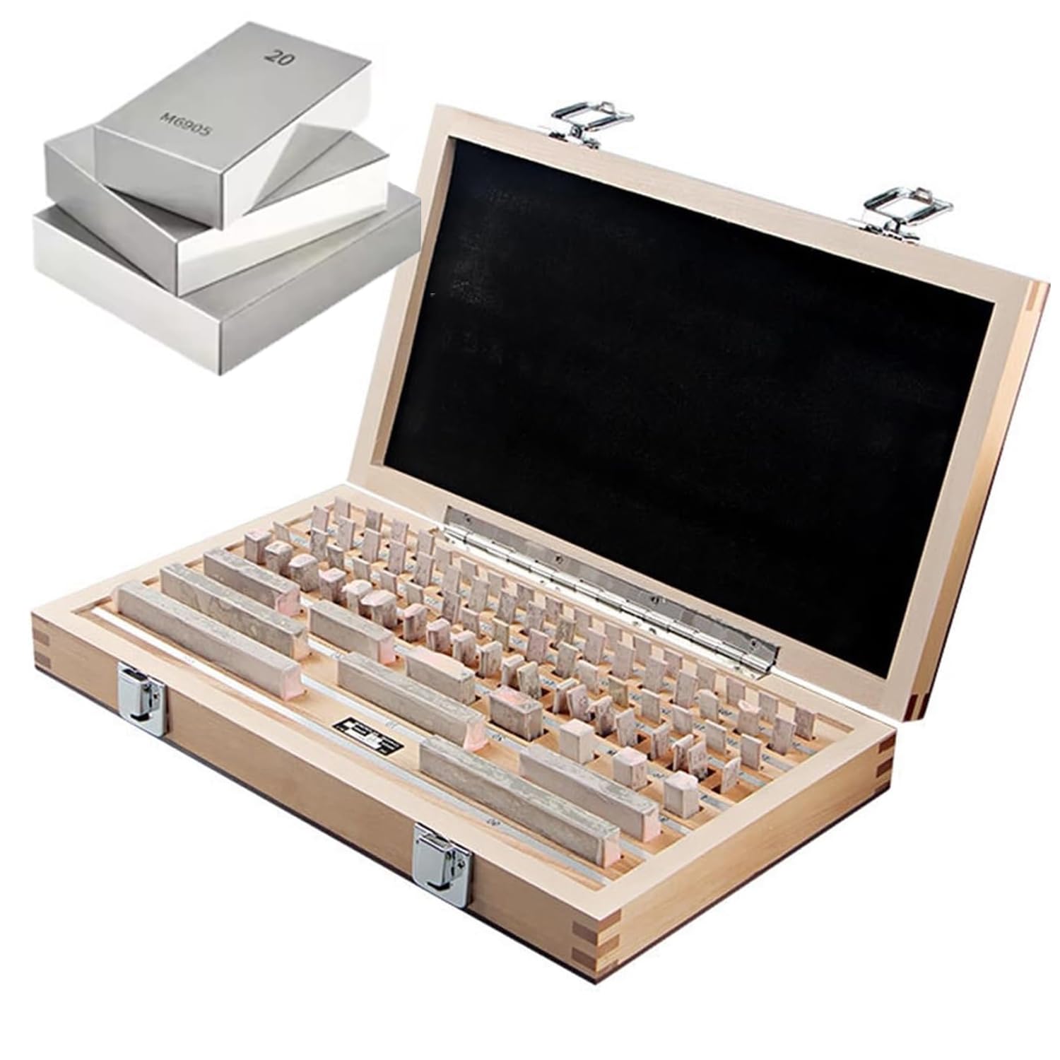 87Pcs Acciaio Slip Gauge Block Set Livello 0/1 Alta Velocità Misurazione Strumento Kit di calibrazione di precisione per Laboratorio di Ingegneria Industriale QC Accurato Riferimento dimensionale Stan
