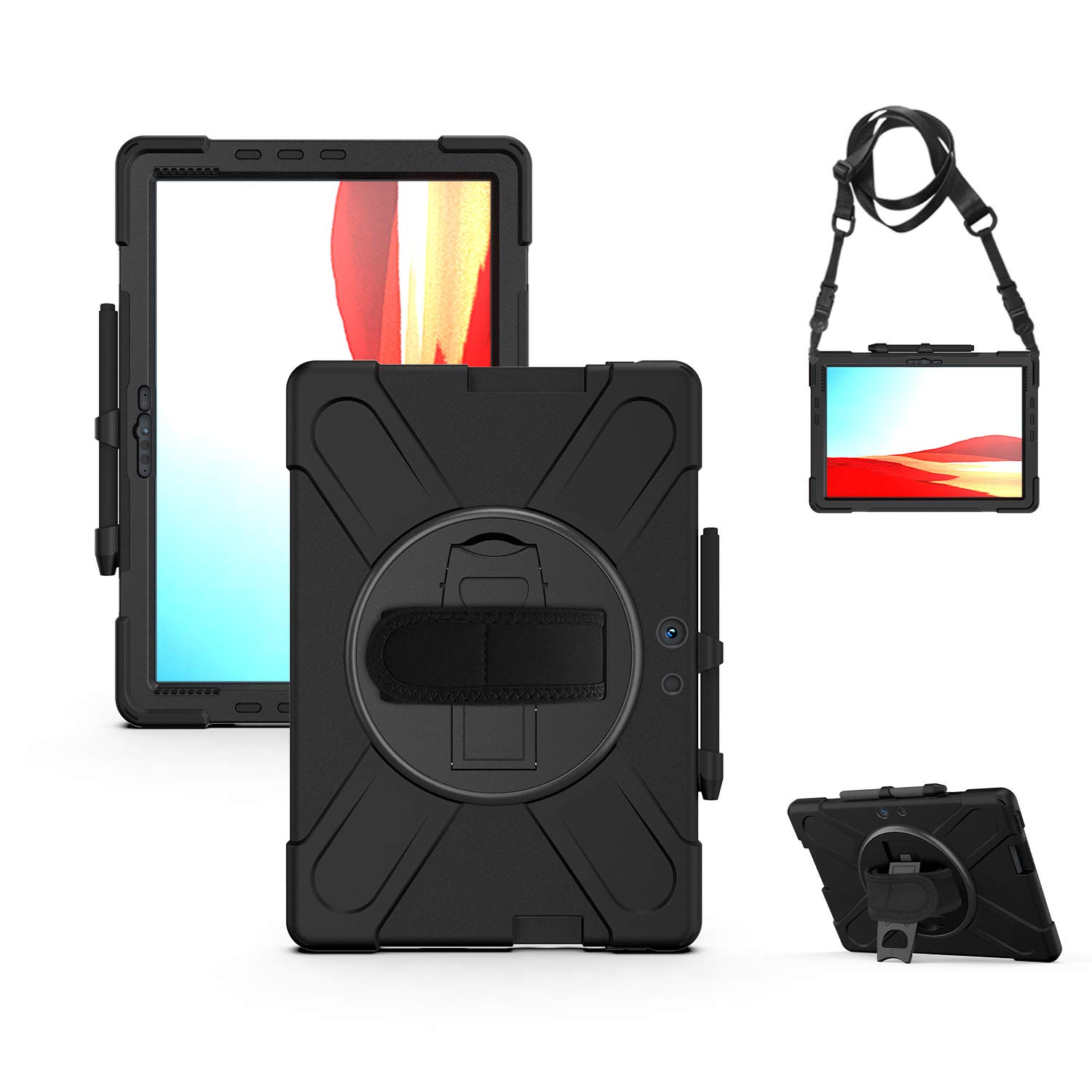 Coque Microsoft Surface Pro X antichoc avec béquille rotative - 8