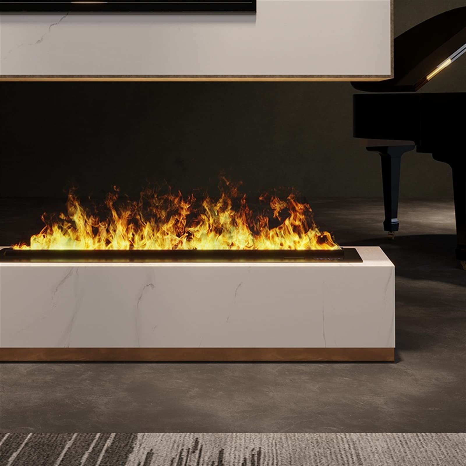 caminetto elettrico decorativo Caminetti elettrici a fiamma realistica da 70,8 pollici Camino da incasso a parete Riscaldatore a inserto Camino a LED Telecomando e touch screen Effetto Fiamme Camino (