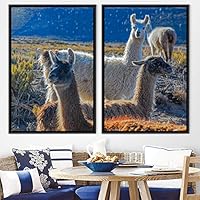2 Piece Framed Canvas Wall Art Alpacas Canvas Prints Home Artwork Decoration for Living Room,Bedroom - 16