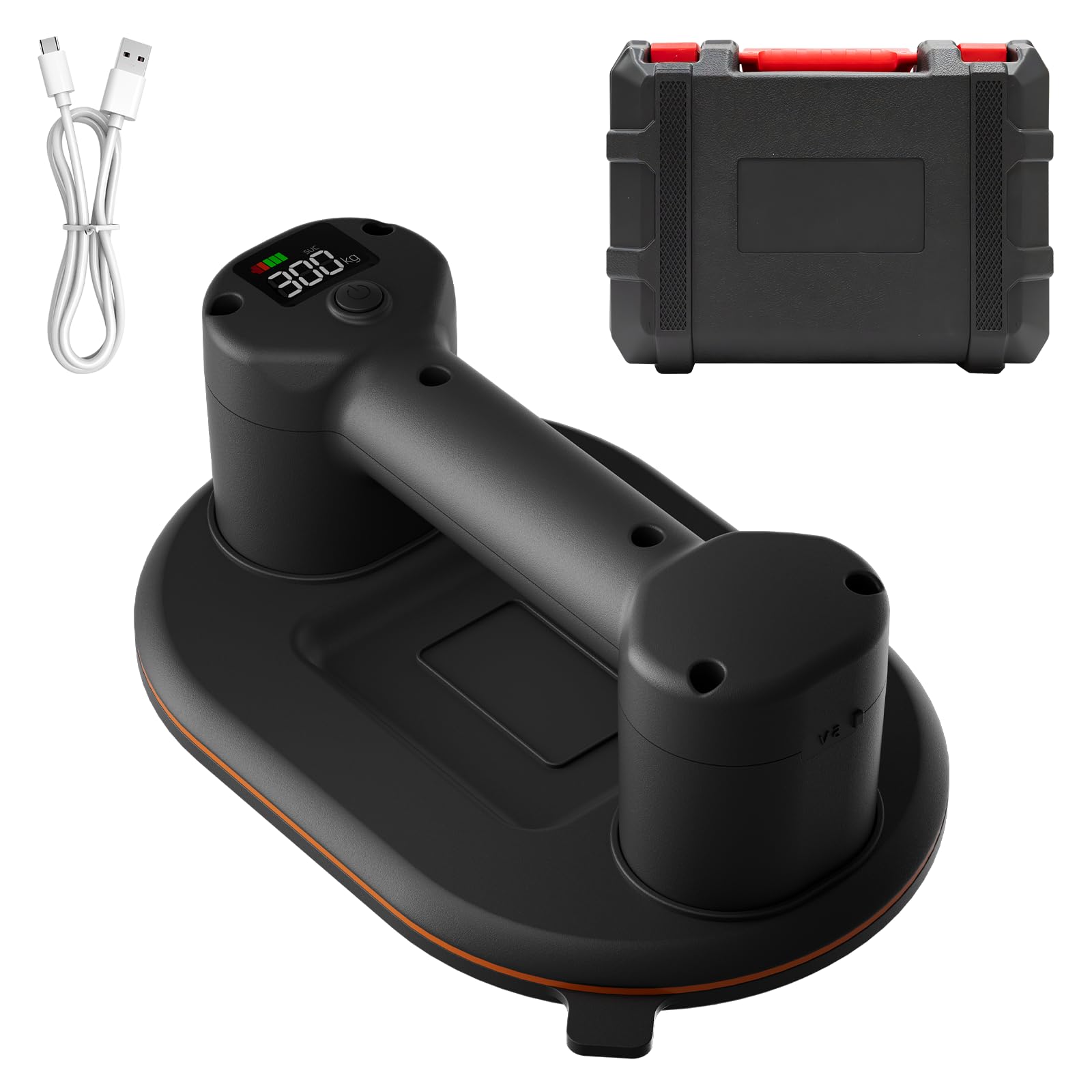 Ventosa Elettrica per Piastrelle,Olubfdh Ventosa a Batteria 300 kg – per Vetro, Granito, Piastrelle, Metallo, Parabrezza–con display LCD e batteria da 4000 mAh–funzione di aspirazione auto e 2 motori