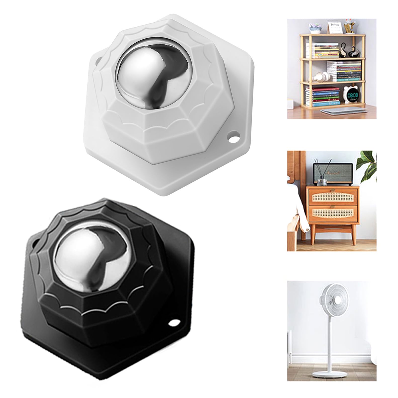 Pack Of 12 Adhesive Rotating Self Stick Swivels Rollers Easy & Smooth Movement Simple Installation For Furniture