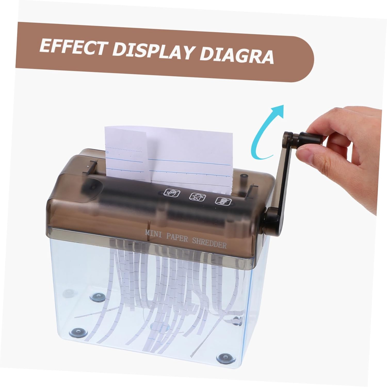 Holibanna Mini Hand Crank Paper Shredder Portable Manual Desktop Document Cutter for Office School Home Use with Safety Material Suitable for Bank Statements Receipts Envelopes