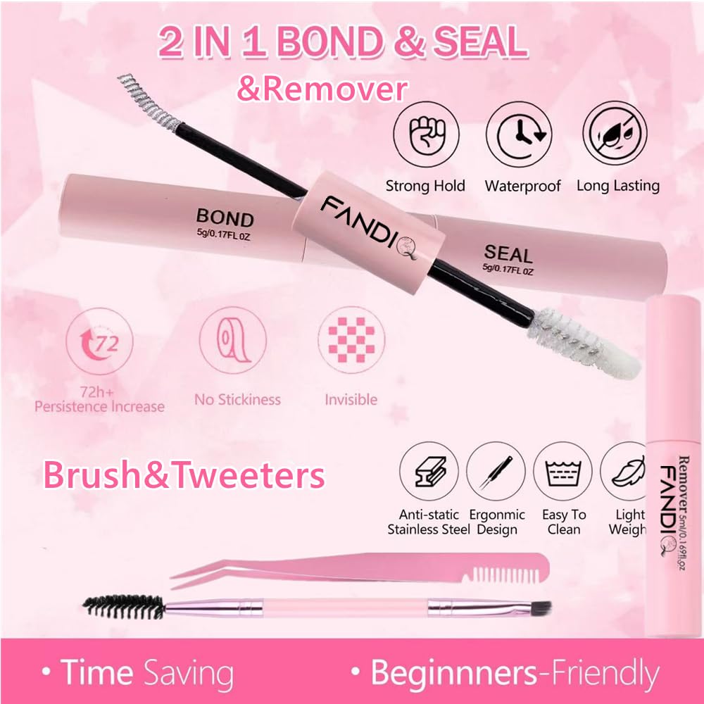 FANDIQ Fluffy Individual Eyelashes Kit: 50D+60D+80D+100D Thick Russian D Curl Lash Clusters - Image 3