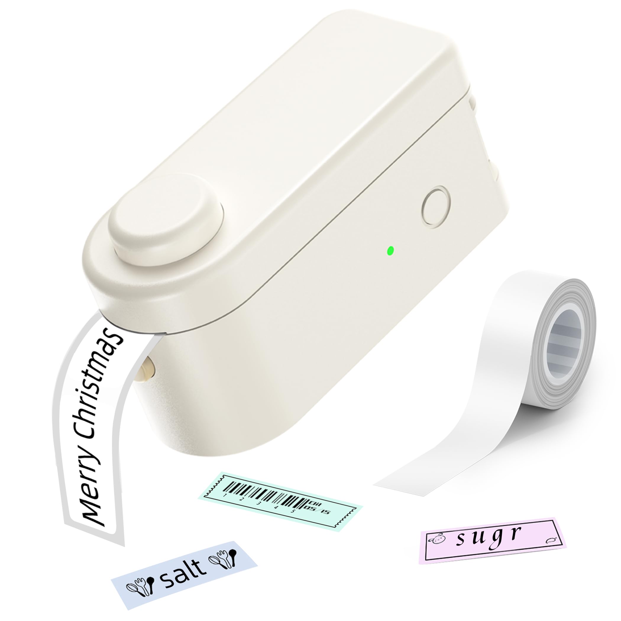 Makeid L1 Etiquetadora Adhesivas HD 300DPI, Mini Impresora Etiquetas Térmica Portátil, Compatible con iOS y Android, Ideal para Oficina y Hogar, Incluye Cinta de Etiquetas Plástica,Beige