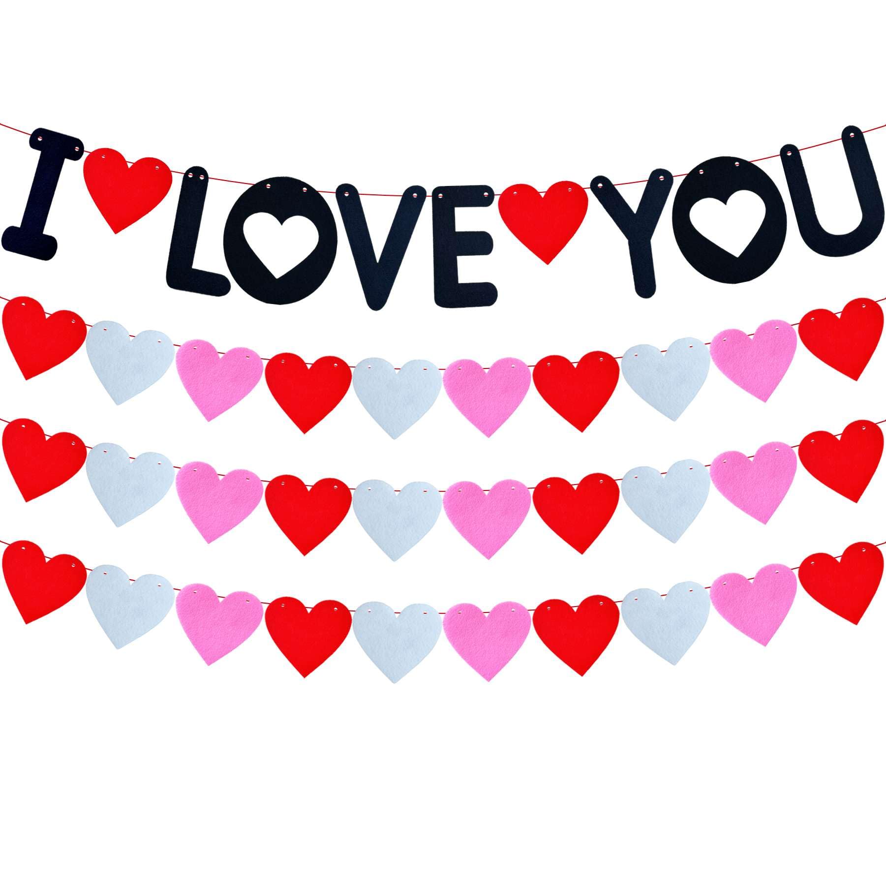 Amazon.com: I Love You Banner red Heart Banners : Toys & Games