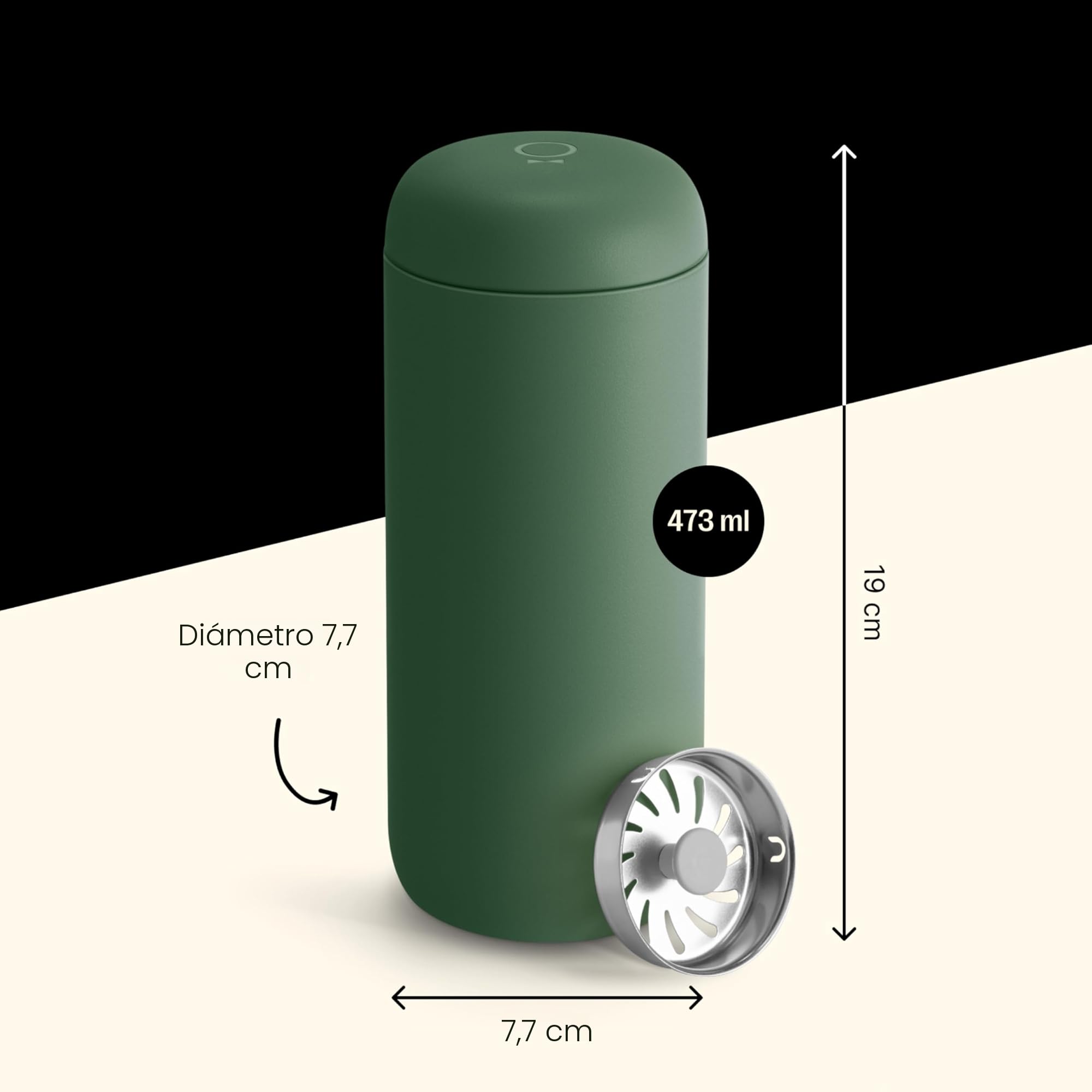 Fellow Carter Move - Taza de viaje de acero inoxidable con aislamiento al vacío para café y té con interior de cerámica y protector contra salpicaduras, color verde cargo, taza de 16 onzas