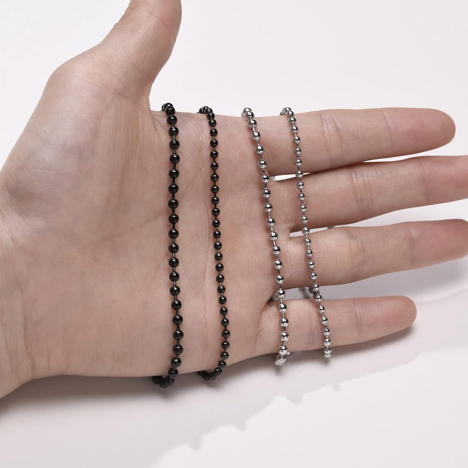 VNOX Dog Tag Chain Necklace - Stainless Steel Military Dog Tag Chain for Men Women Bead Ball Necklace 20-30 Inches - Image 6