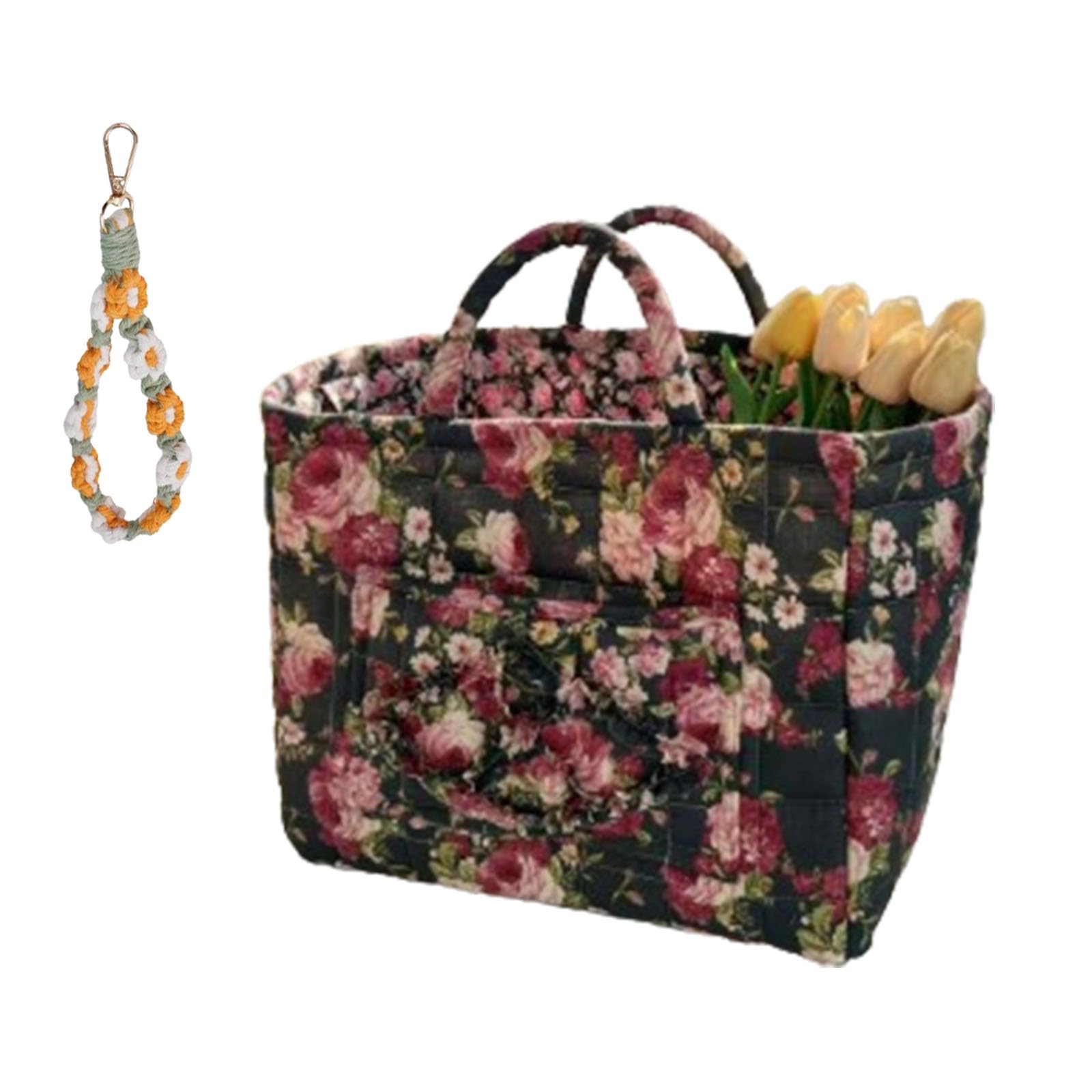 Boho Fabric Storage Basket, 2025 New Boho Quilted Fabric Storage Basket, Large Capacity Collapsible Laundry Hamper, 12.99x10.63x10.24 in Portable Folding Bag (P)