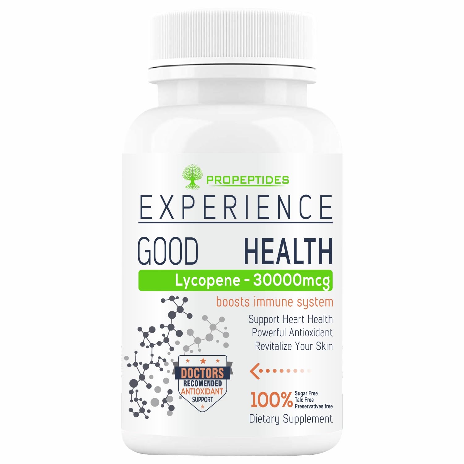 Propeptides Lycopene 30000mcg Supplement With Spirulina, Vitamin C Tablet, Grape Seed Extract, Super Food To Prostate Health, Antioxidant-60 Sugar Free Tablets (No Capsule/Capsules Pack1)