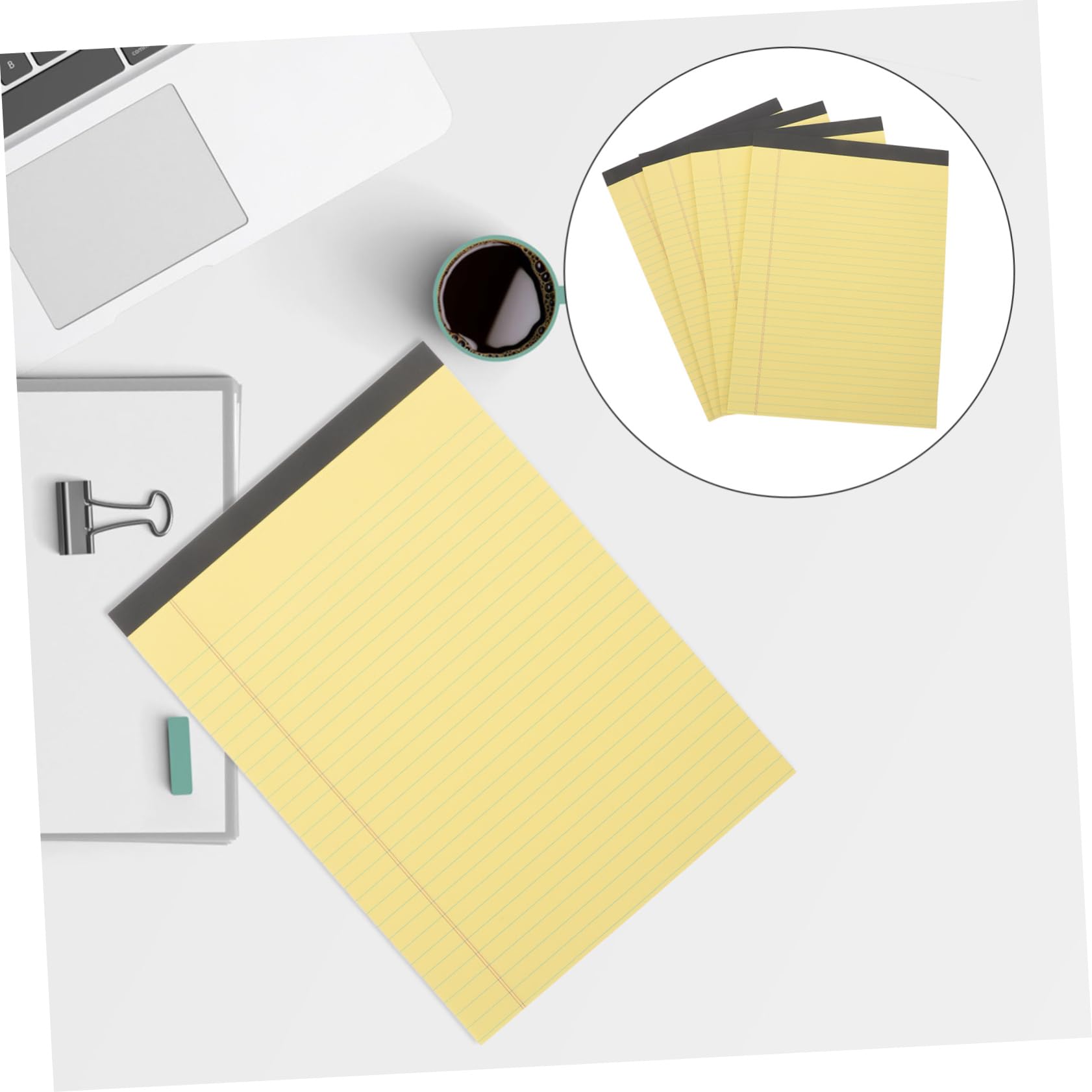 Blocco Note A4 a Righe Strappabile, 4 Pezzi, Giallo