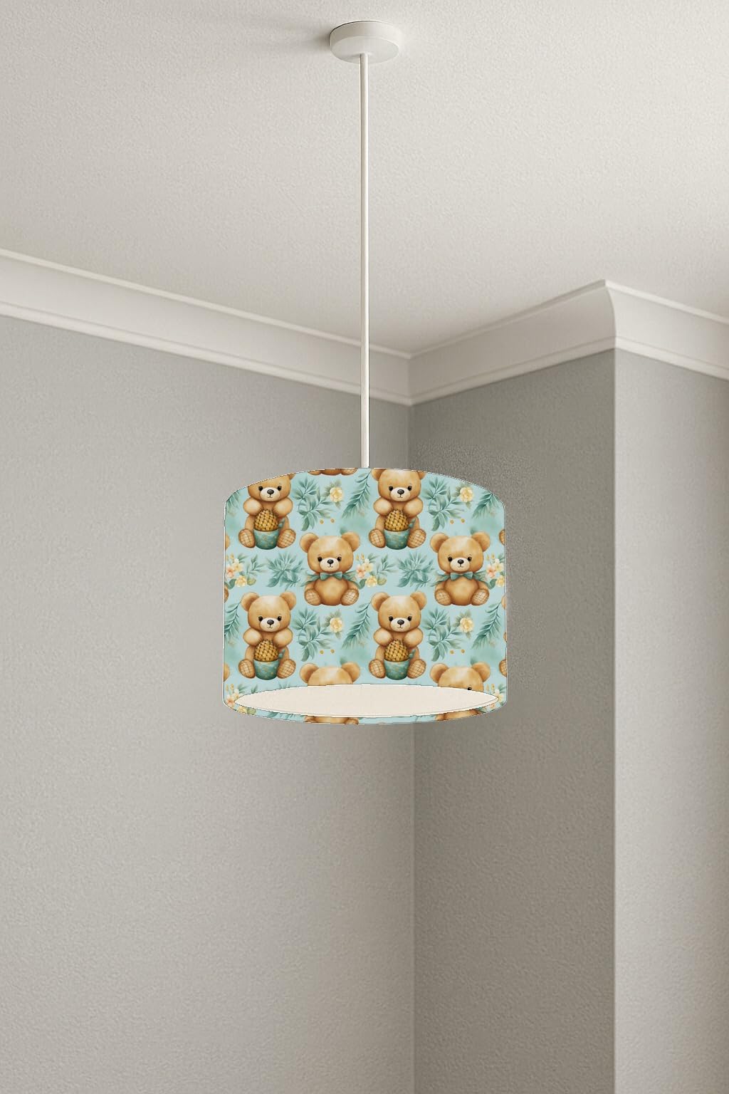 Teddy Bear Garden Bliss lightshade – 20 x 18.5cm Ceiling Drum Shade | E33BB8