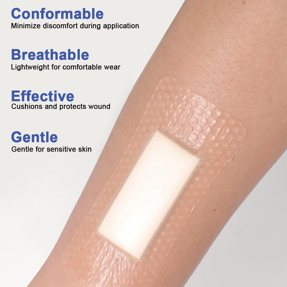 Silicone Foam Dressing with Adhesive Border 2"x4" Waterproof Wound Dressing Bandage for Wound Care 5 Pack — Amazon image 4