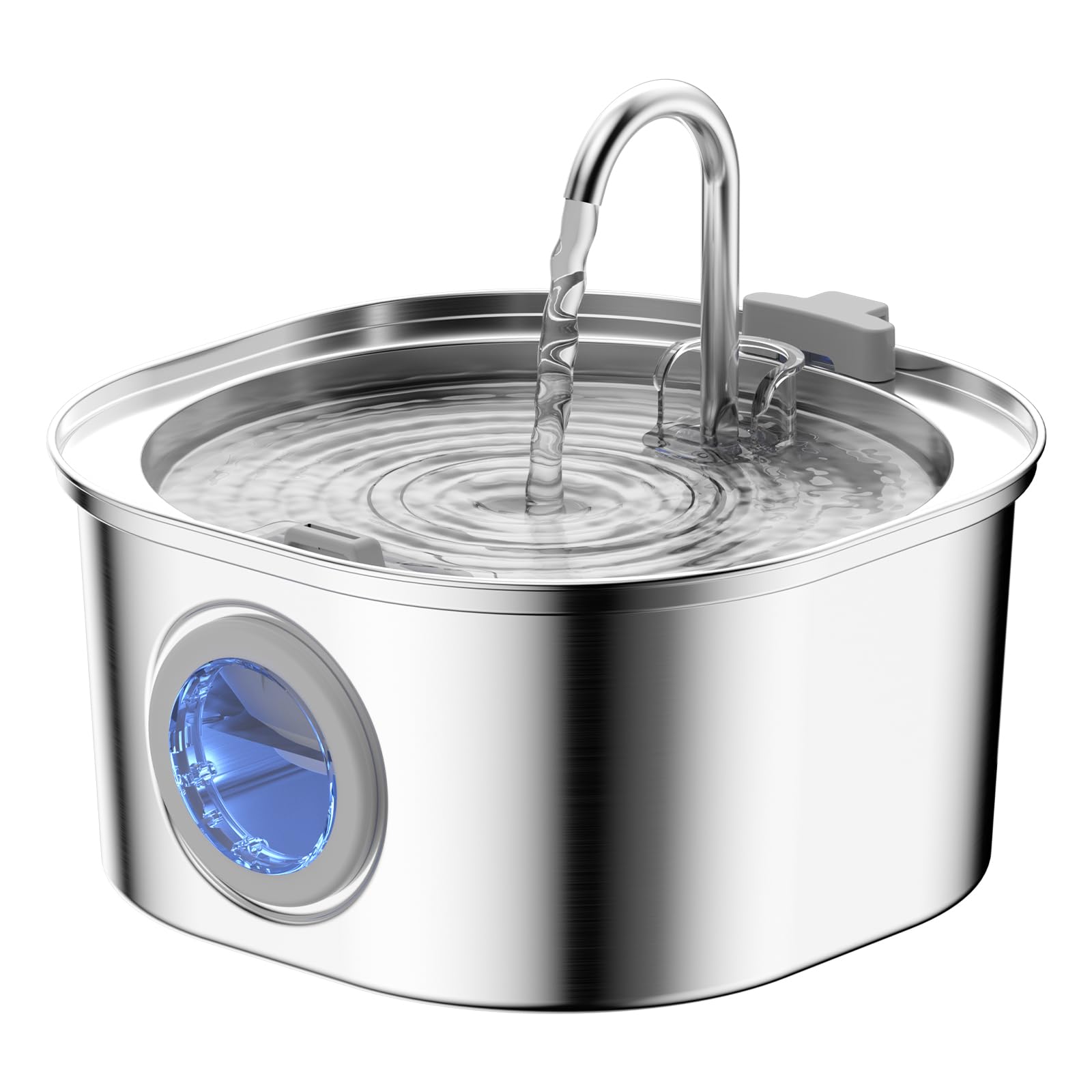 PEKTACO Cat Water Fountain, Pet Water Fountain for Cats/Dogs Indoor, Stainless Steel Cat Drinking Fountains with Water Level Window(3.2L/108oz)