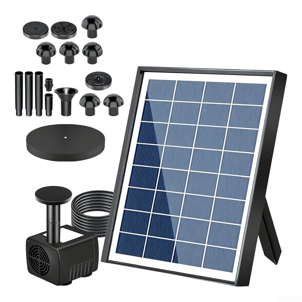 Pompa a fontana solare per esterni, per vasche da giardino per uccelli, pannello da 10 W, motore senza spazzole, altezza massima di sollevamento 2,5 m